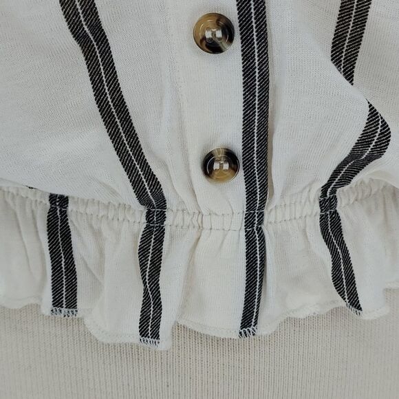 H&M off the shoulder top. Striped. XS faux buttons. Adorable - Picture 4 of 8
